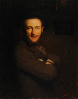 Le Rieur. Autoportrait by Gustave Pierre Oil Painting