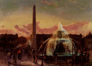 Place De La Concorde, Paris by Gustave Pope Oil Painting