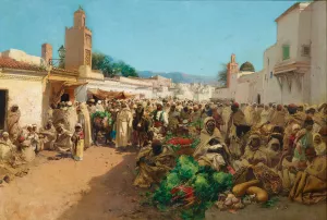 A Market Scene in Tlemcen, Algeria by Gustavo Simoni Oil Painting