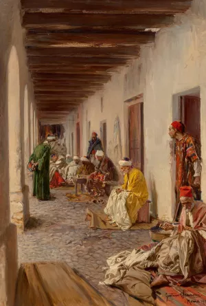 A street in Biskra, Algeria by Gustavo Simoni Oil Painting