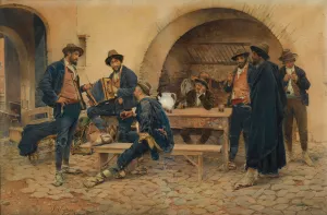 At The Tavern by Gustavo Simoni Oil Painting