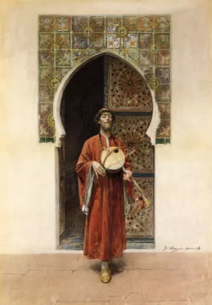 Man with a Lute by Gustavo Simoni - Oil Painting Reproduction