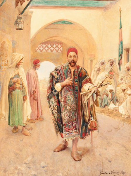Marchand Ambulant  by Gustavo Simoni - Hand-Painted Oil Painting Reproduction
