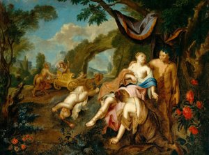 Bacchus and Ariadne by Gustavus Hesselius Oil Painting
