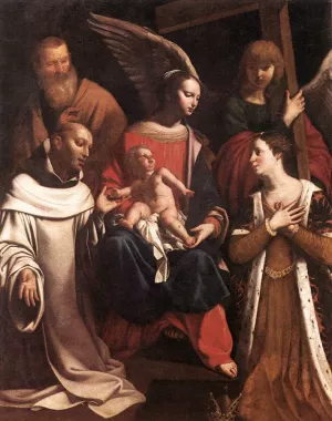 Holy Family with St Bruno and St Elisabeth by Guy Francois Oil Painting