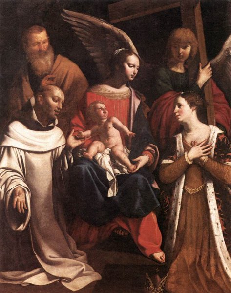 Holy Family with St Bruno and St Elisabeth by Guy Francois - Hand-Painted Oil Painting Reproduction