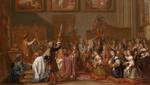 Louis XIV in Notre-Dame de Paris on January 30, 1687 at a Thanksgiving Service after his Recovery from a Grave Illness by Guy Louis Vernansal The Elder Oil Painting