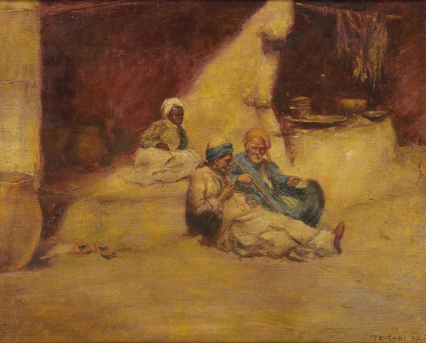 Main Product Photo of Oriental Street Scene Painting by Gyula Tornai