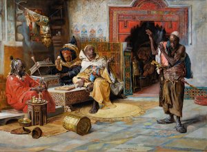 The interrupted game of draughts by Gyula Tornai Oil Painting