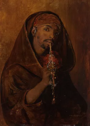 The Moorish Smoker by Gyula Tornai Oil Painting