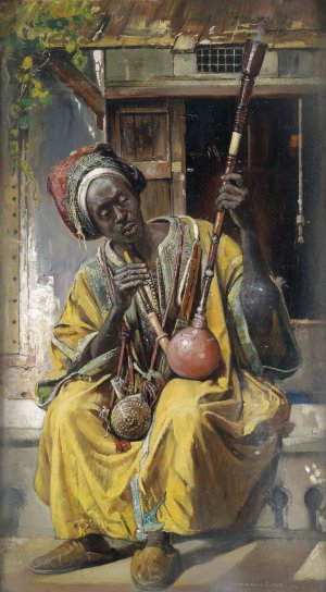 Wasserpfeifen-Raucher by Gyula Tornai Oil Painting