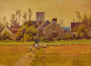 French Village by H. Anthony Dyer Oil Painting