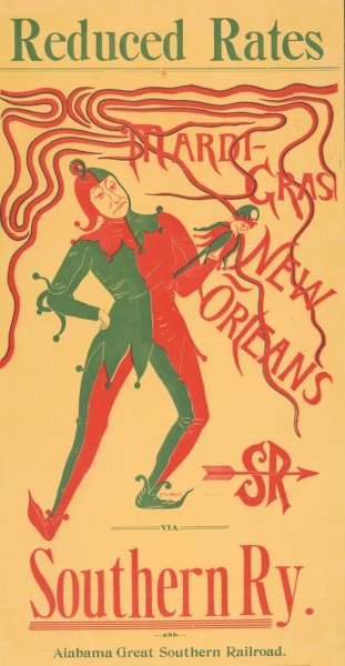 Reduced rates Mardi-Gras New Orleans via Southern Ry. and Alabama great southern railroad  by H. Sophie Loury - Hand-Painted Oil Painting Reproduction