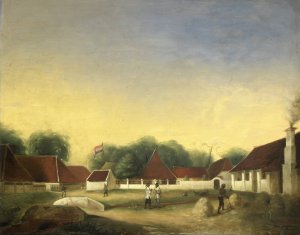 A Sugar Factory on Java by H.Th. Hesselaar Oil Painting
