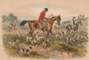 Fox-Hunting Sketches; No. 1. Going to Cover by Hablot Knight Browne Oil Painting