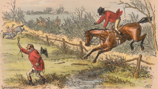 Fox-Hunting Sketches; No. 9. The fences are very blind just now - and the riders too, occasionally by Hablot Knight Browne - Hand-Painted Oil Painting Reproduction