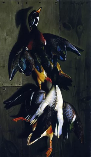 Hanging Game: Wood Duck and Mallard by Hal Alexander Courtney Morrison - Oil Painting Reproduction