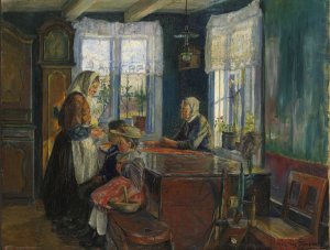Farm Interior by Halfdan Strom Oil Painting