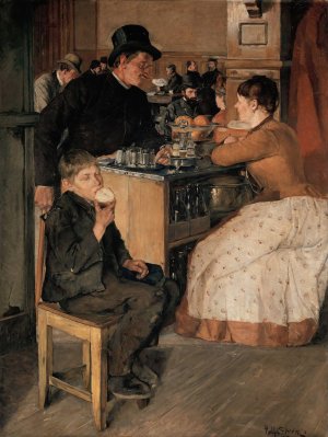 From the Restaurant in the Labour Society in Torvgaten by Halfdan Strom Oil Painting