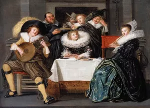 A Merry Company Making Music Oil painting by Hals Nicolaes