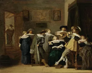 An Elegant Company Playing Music by Hals Nicolaes - Oil Painting Reproduction