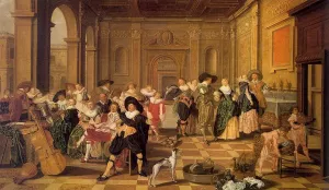 Banquet Scene in a Renaissance Hall by Hals Nicolaes - Oil Painting Reproduction