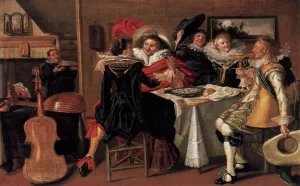 Merry Company at Table by Hals Nicolaes Oil Painting
