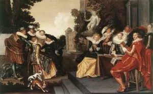 Music-Making Company on a Terrace by Hals Nicolaes - Oil Painting Reproduction