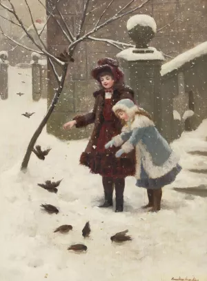 Feeding the Birds by Hamilton Hamilton Oil Painting