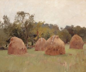 Haystacks by Hamilton Hamilton Oil Painting