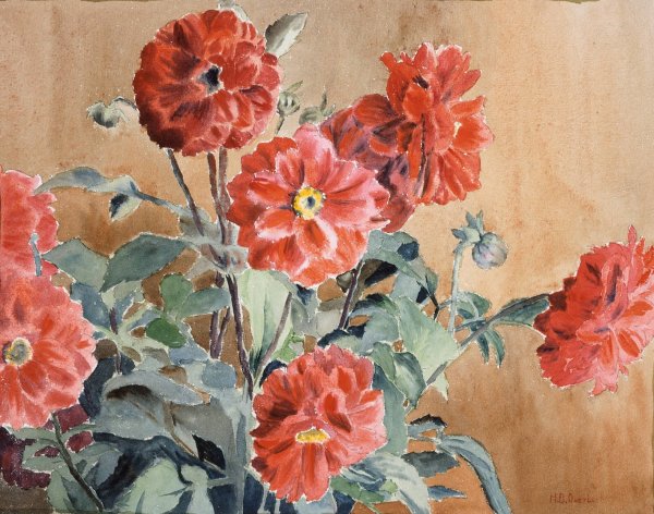Main Product Photo of Dahlias  Painting by Hannah Borger Overbeck