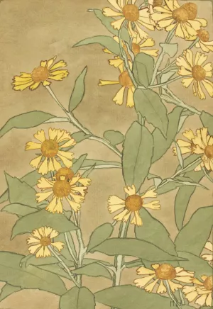 Daisies with Orange Center and Yellow Petals by Hannah Borger Overbeck Oil Painting