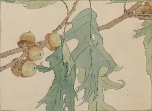 Oak and Acorns by Hannah Borger Overbeck Oil Painting