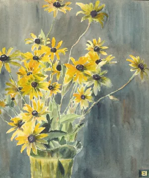 Vase with Blackeyed Susans by Hannah Borger Overbeck Oil Painting