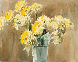 Vase with Yellow Flowers by Hannah Borger Overbeck Oil Painting