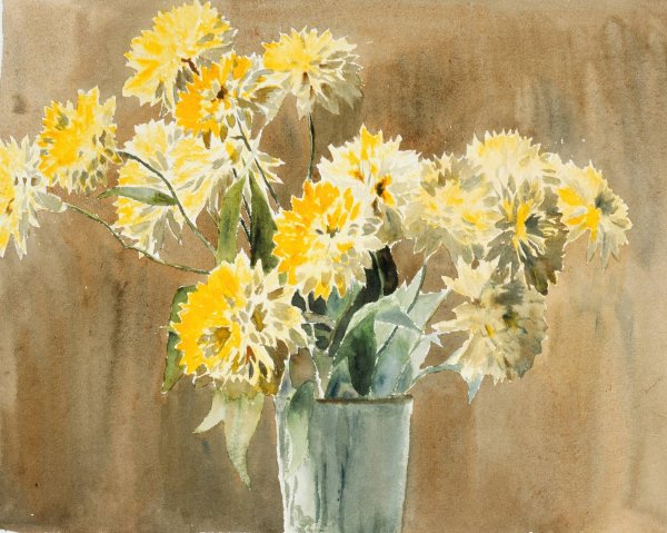 Main Product Photo of Vase with Yellow Flowers  Painting by Hannah Borger Overbeck