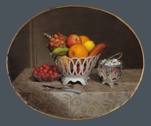Fruit Piece by Hannah Brown Skeele Oil Painting