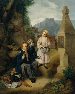 Der blinde Geiger by Hanns Gasser Oil Painting