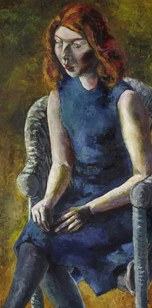 Young Woman in a Wicker Chair by Hanns Ludwig Katz Oil Painting