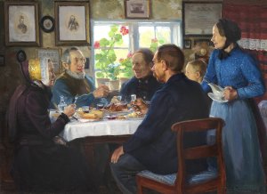Besog hos Vaever Hans Nielsen. Abbednaes by Hans Andersen Brendekilde Oil Painting