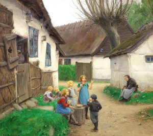 Born, der blaeser saebebobler by Hans Andersen Brendekilde Oil Painting