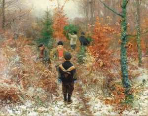 Juletraesfaeldning by Hans Andersen Brendekilde Oil Painting