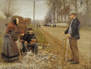 People by a Road by Hans Andersen Brendekilde Oil Painting