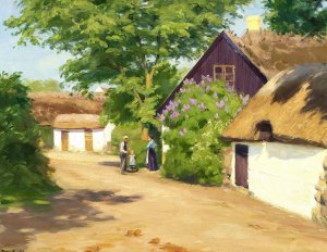 Sommerdag i landsbyen by Hans Andersen Brendekilde Oil Painting