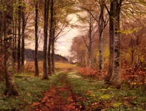 A Woodland Landscape by Hans Anderson Brendekilde - Oil Painting Reproduction