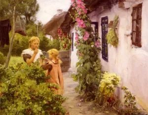 The Cottage Garden by Hans Anderson Brendekilde Oil Painting