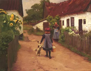 Visiting Grandmother by Hans Anderson Brendekilde - Oil Painting Reproduction