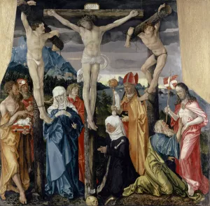 Christ Crucified with the Thieves, Saints, and a Female Donor by Hans Baldung Oil Painting