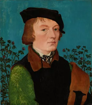 Portrait of a Man in Front of a Rose Hedge Oil painting by Hans Baldung