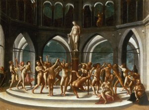 Dance around the Statue of Venus by Hans Bock The Elder Oil Painting